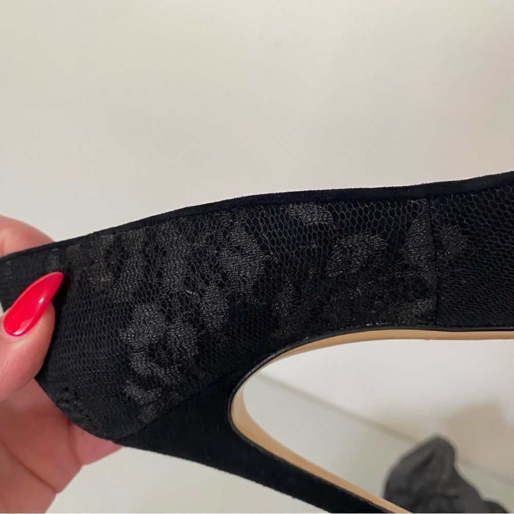 MAXMARA Black Pointed toe Lace Overlay Stiletto Pumps - Picture 6 of 9